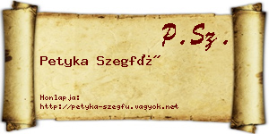 Petyka Szegfű névjegykártya